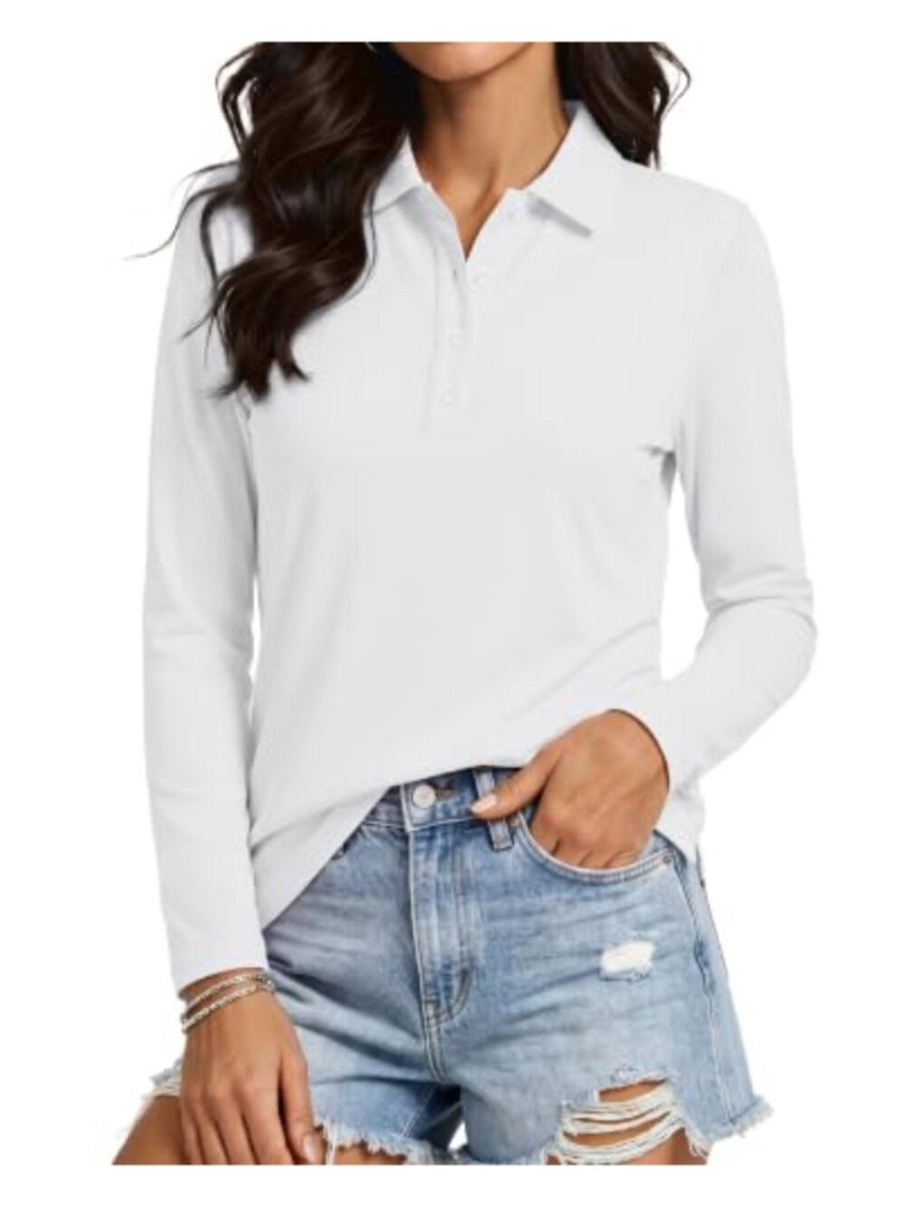 Women Long Sleeve Golf Polo Shirt UPF 50+ Quick Dry Workout Top